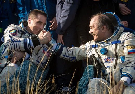 Astronaut Chris Cassidy shakes the hand of cosmonaut Pavel Vinogradov - 50505458493 849b7649db o